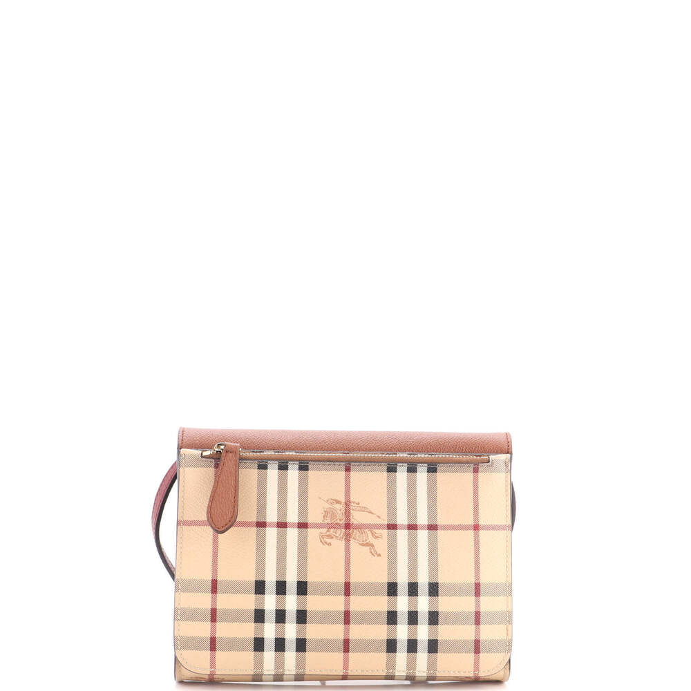 Burberry Small Loxley Crossbody Bag Haymarket Coated Canvas and Leather - Picture 3 of 6